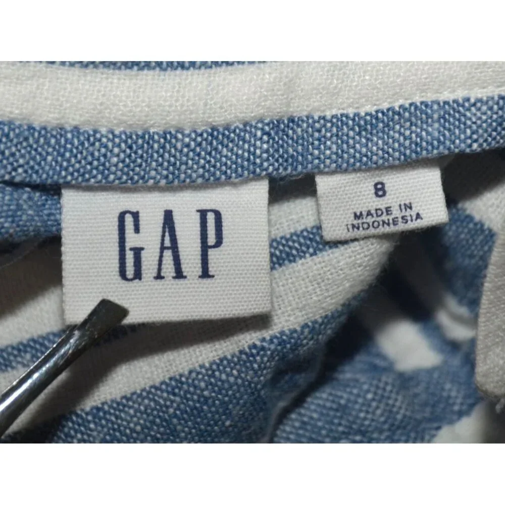 Gap Womens 8 Blue Striped One Piece Shorts Romper Coastal Beach Preppy Nautical